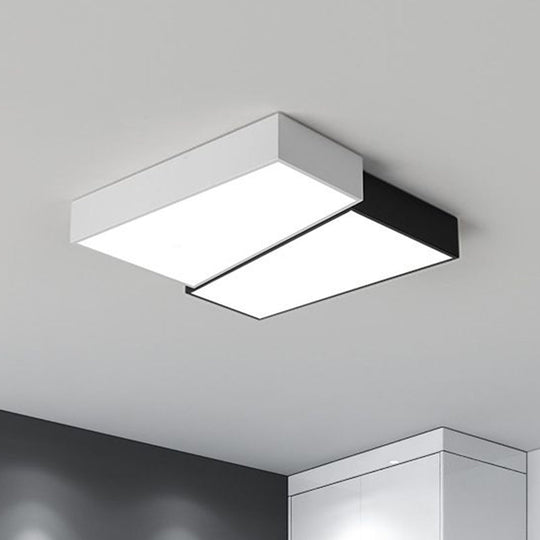 Plafonnier LED carré élégant à encastrer pour chambres modernes - Noir et blanc