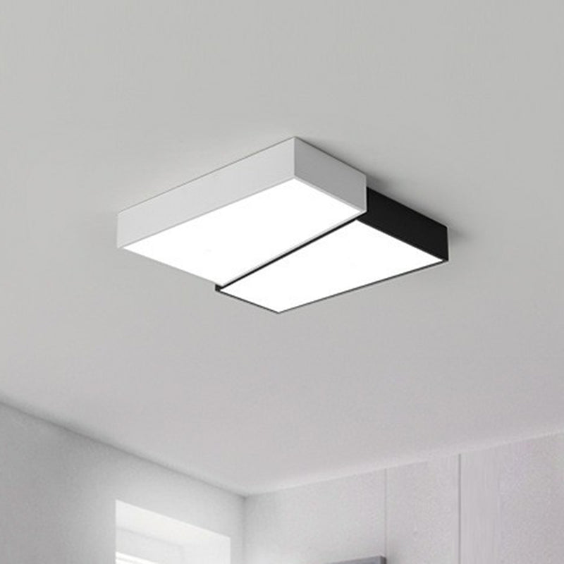 Plafonnier LED carré élégant à encastrer pour chambres modernes - Noir et blanc