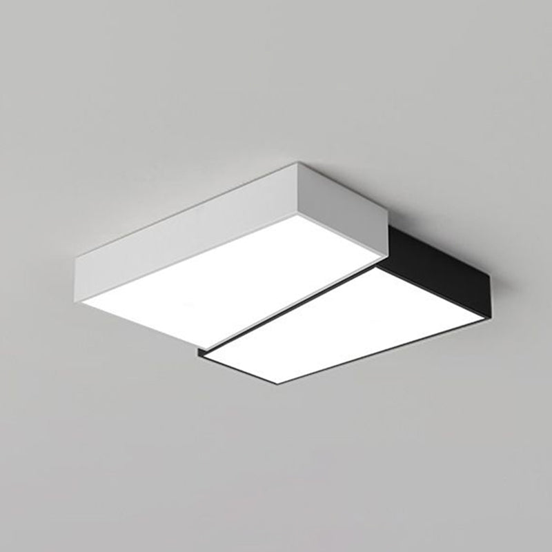 Plafonnier LED carré élégant à encastrer pour chambres modernes - Noir et blanc