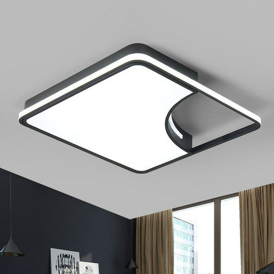 Modern Black Square LED Flush Mount Ceiling Light for Bedrooms
