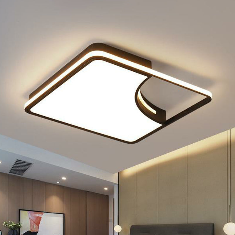 Modern Black Square LED Flush Mount Ceiling Light for Bedrooms