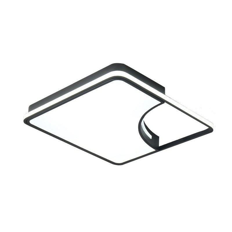Modern Black Square LED Flush Mount Ceiling Light for Bedrooms