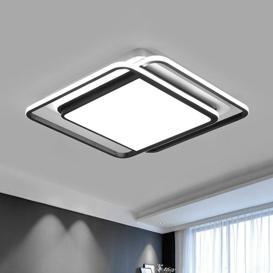 Plafonnier LED en acrylique moderne en forme de losange en noir et blanc
