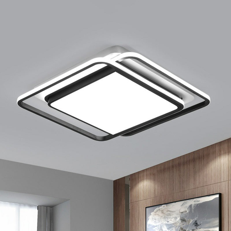 Plafonnier LED en acrylique moderne en forme de losange en noir et blanc
