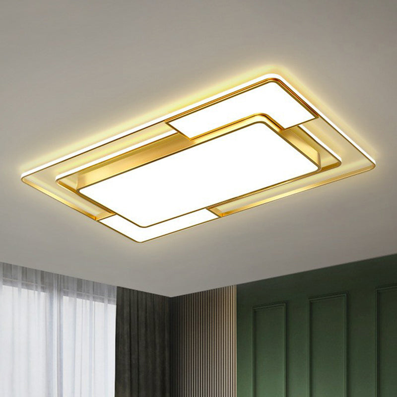 Modern Geometric LED Flush Mount Gold Ceiling Light for Living Room