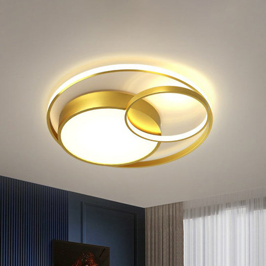 Modern Geometric Led Flush Mount Gold Ceiling Light For Living Room / 15.5 White