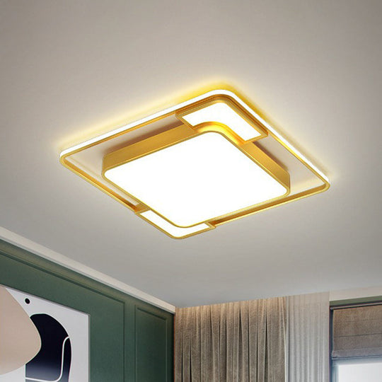 Modern Geometric LED Flush Mount Gold Ceiling Light for Living Room