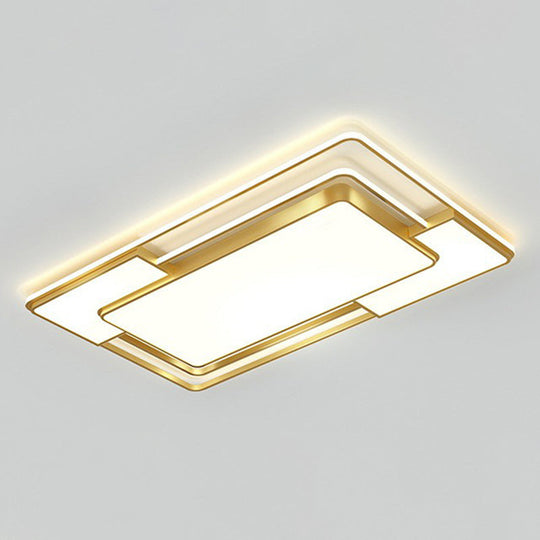 Modern Geometric LED Flush Mount Gold Ceiling Light for Living Room