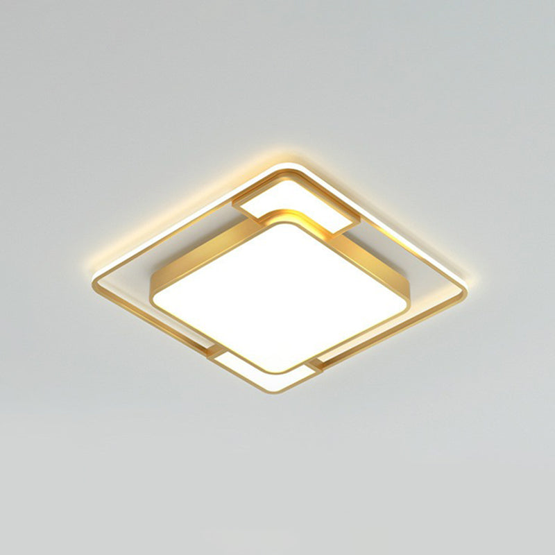 Modern Geometric LED Flush Mount Gold Ceiling Light for Living Room