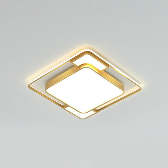 Modern Geometric LED Flush Mount Gold Ceiling Light for Living Room