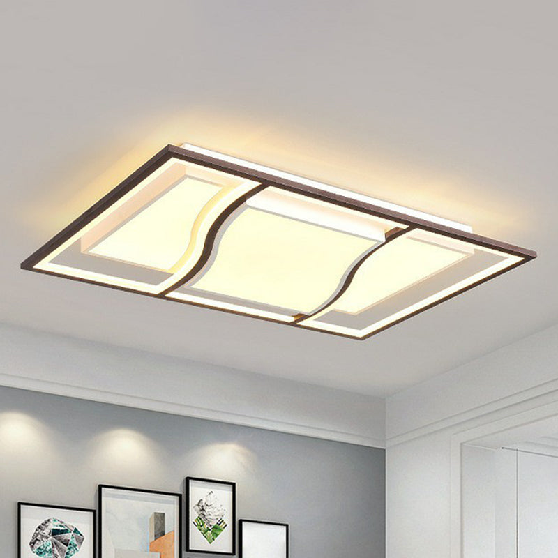 Modern Geometric LED Flush Mount Ceiling Light in Coffee Acrylic for Your Living Room