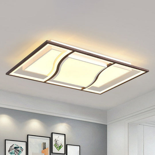 Modern Geometric Led Flush Mount Ceiling Light In Coffee Acrylic For Your Living Room