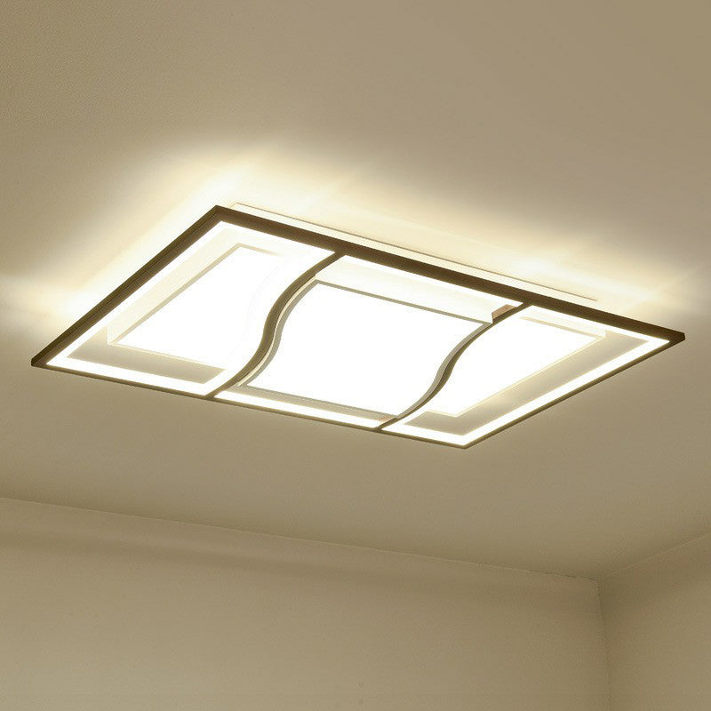 Modern Geometric LED Flush Mount Ceiling Light in Coffee Acrylic for Your Living Room