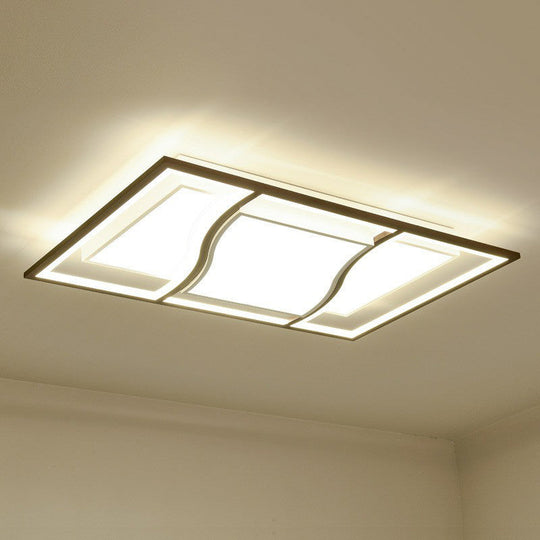Modern Geometric LED Flush Mount Ceiling Light in Coffee Acrylic for Your Living Room