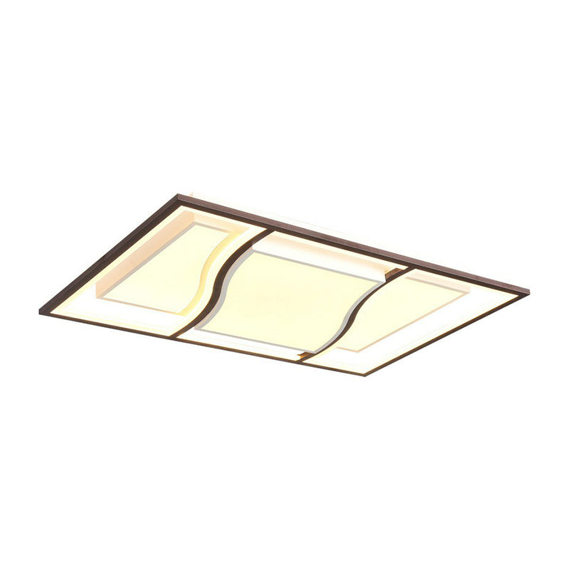 Modern Geometric LED Flush Mount Ceiling Light in Coffee Acrylic for Your Living Room