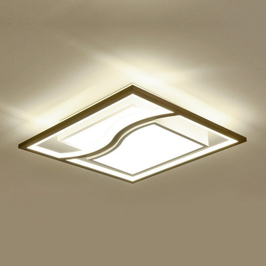 Modern Geometric LED Flush Mount Ceiling Light in Coffee Acrylic for Your Living Room