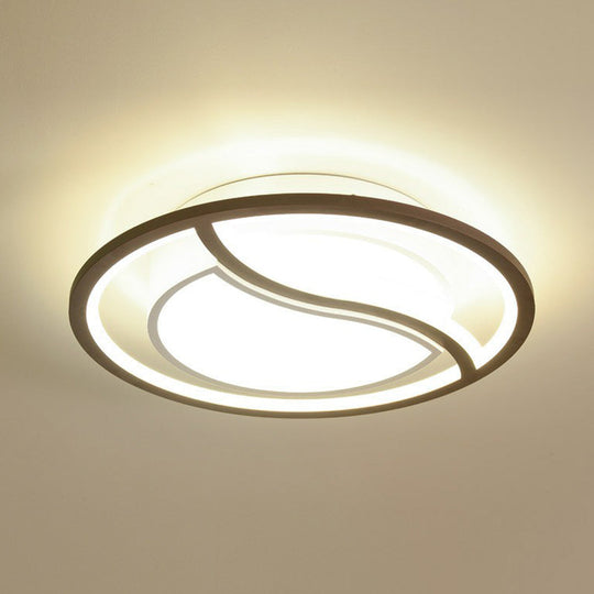 Modern Geometric LED Flush Mount Ceiling Light in Coffee Acrylic for Your Living Room