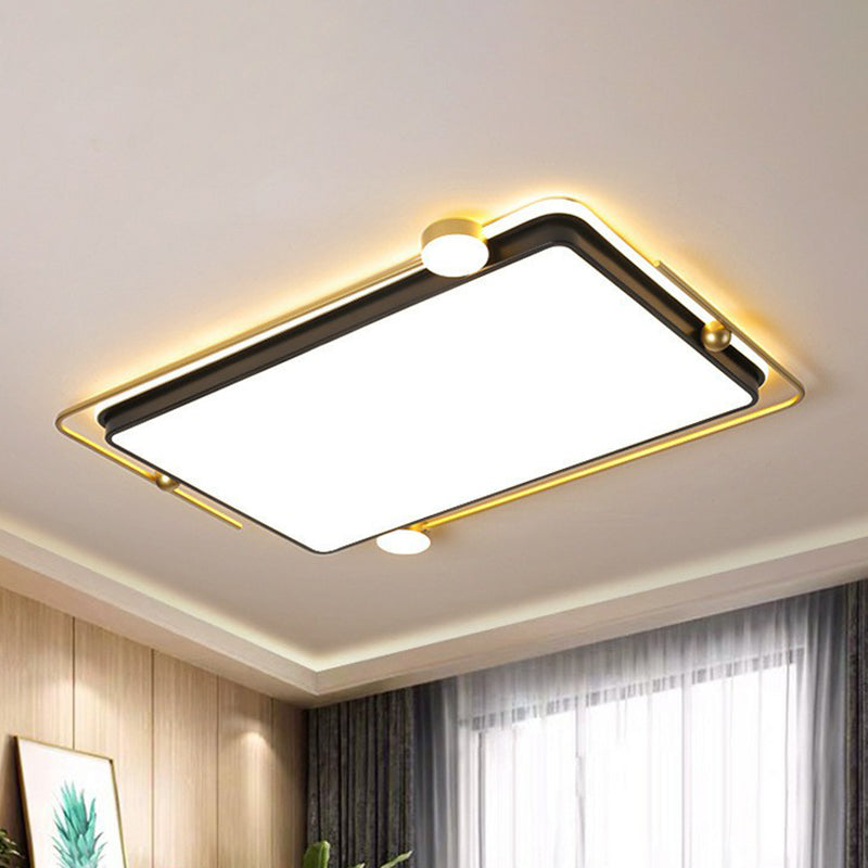 Modern Gold-Black Geometric Flush Ceiling Light: LED Flush Mount Fixture for Contemporary Metal Bedroom Lighting