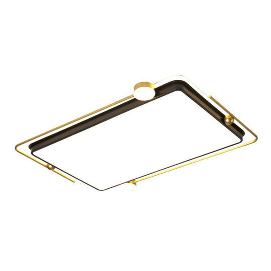 Modern Gold-Black Geometric Flush Ceiling Light: Led Mount Fixture For Contemporary Metal Bedroom