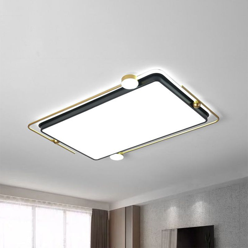 Modern Gold-Black Geometric Flush Ceiling Light: LED Flush Mount Fixture for Contemporary Metal Bedroom Lighting