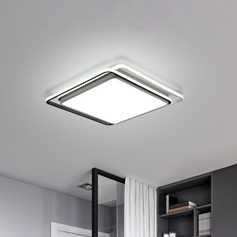 Sleek Square Bedroom Flush Mount LED Lighting with Acrylic Minimalist Design