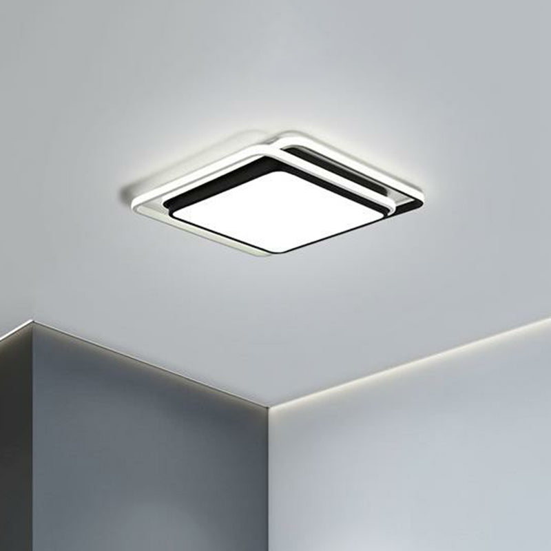 Sleek Square Bedroom Flush Mount LED Lighting with Acrylic Minimalist Design