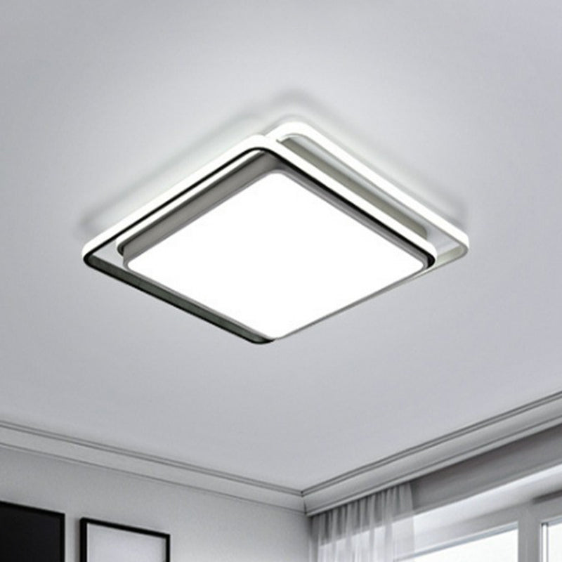 Sleek Square Bedroom Flush Mount LED Lighting with Acrylic Minimalist Design