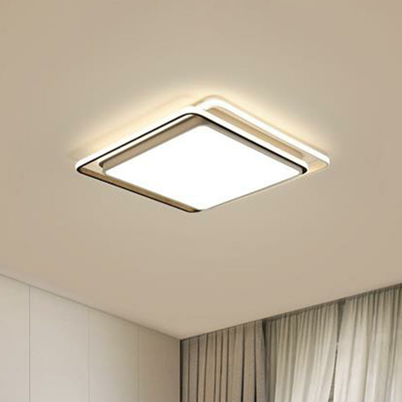 Sleek Square Bedroom Flush Mount LED Lighting with Acrylic Minimalist Design