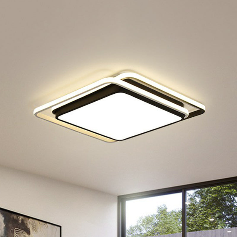Sleek Square Bedroom Flush Mount Led Lighting With Acrylic Minimalist Design Black / 15 Warm