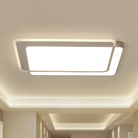 Contemporary Ultra-Thin LED Flush Mount Ceiling Light in White - Acrylic Living Room Lighting Fixture
