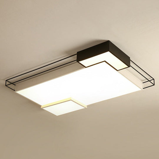 Modern LED Flush Mount Ceiling Light Fixture - Extra-Thin Acrylic Design in Black and White