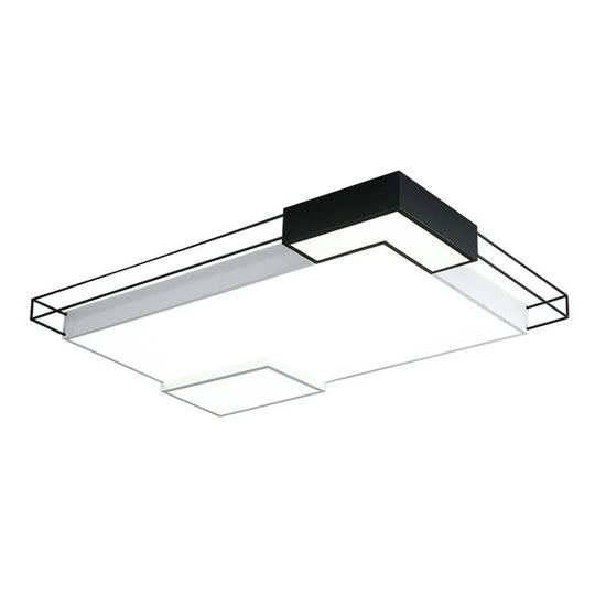 Modern Led Flush Mount Ceiling Light Fixture - Extra-Thin Acrylic Design In Black And White
