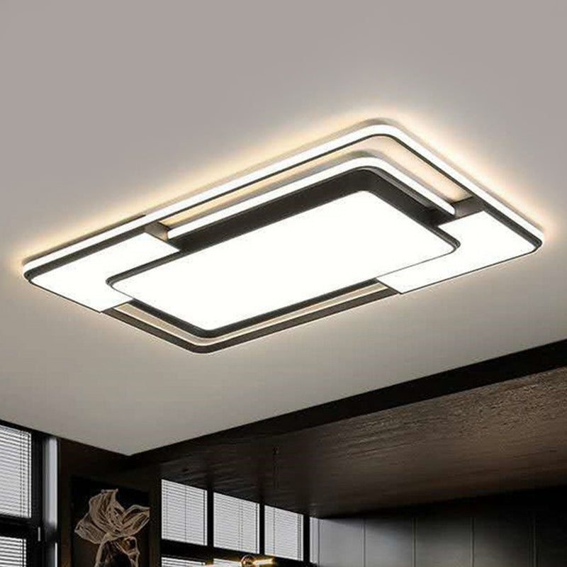 Modern Black LED Flush Mount Ceiling Light: Splicing Aluminum Design - Ideal for Living Room