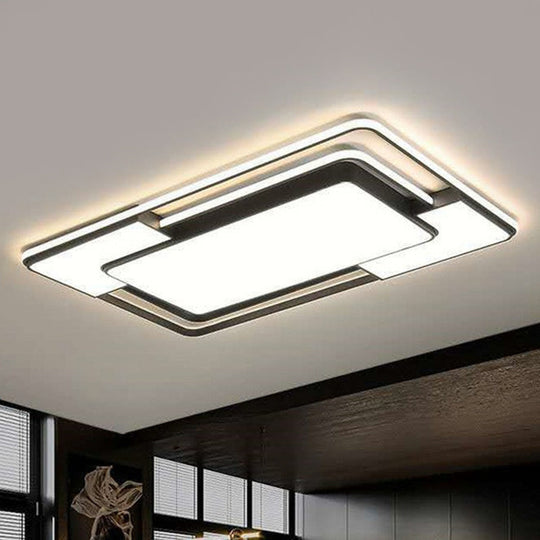 Modern Black LED Flush Mount Ceiling Light: Splicing Aluminum Design - Ideal for Living Room