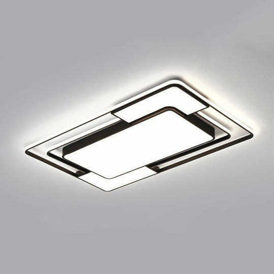 Modern Black LED Flush Mount Ceiling Light: Splicing Aluminum Design - Ideal for Living Room