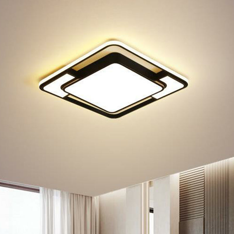Modern Black LED Flush Mount Ceiling Light: Splicing Aluminum Design - Ideal for Living Room