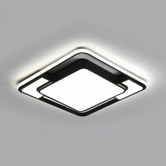 Modern Black LED Flush Mount Ceiling Light: Splicing Aluminum Design - Ideal for Living Room