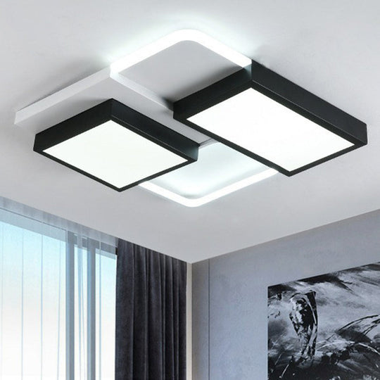 Modern Black Acrylic LED Flush Ceiling Light Fixture