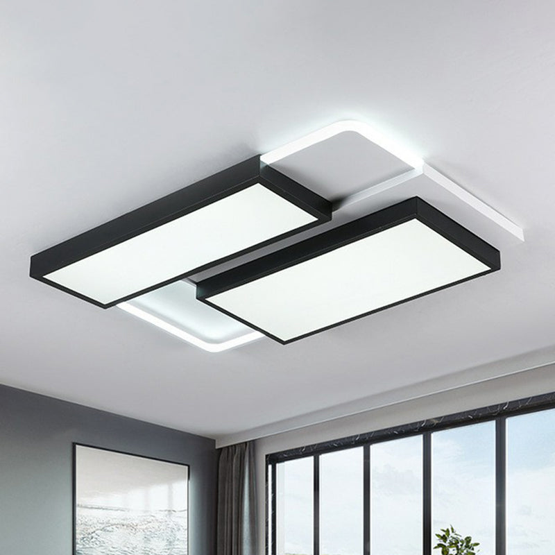 Modern Black Acrylic LED Flush Ceiling Light Fixture