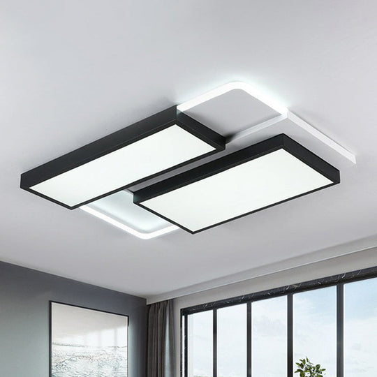 Modern Black Acrylic LED Flush Ceiling Light Fixture