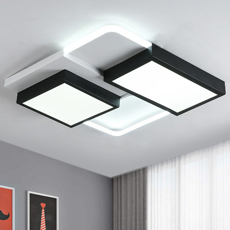 Modern Black Acrylic LED Flush Ceiling Light Fixture