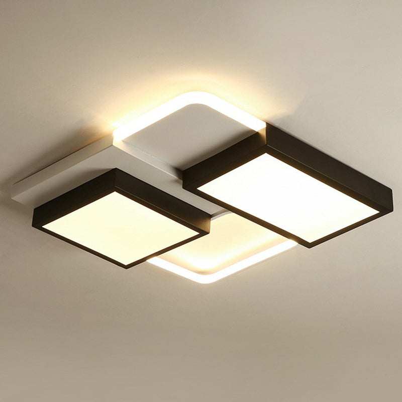 Modern Black Acrylic LED Flush Ceiling Light Fixture