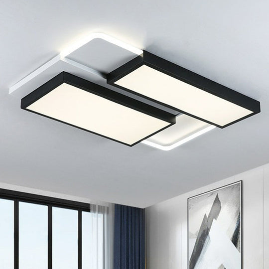 Modern Black Acrylic LED Flush Ceiling Light Fixture