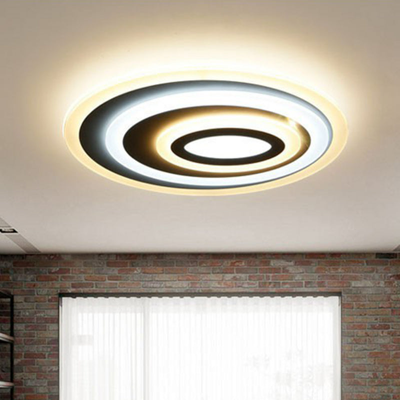 Modern White Acrylic Oval Led Flush Mount Ceiling Light For Bedrooms