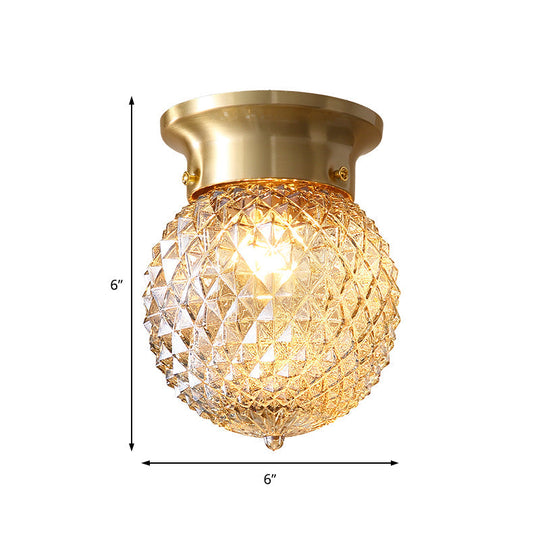 Modern Crystal Shade Flush Mount Ceiling Light - Brass Finish
