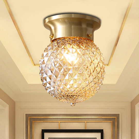 Modern Crystal Shade Flush Mount Ceiling Light - Brass Finish