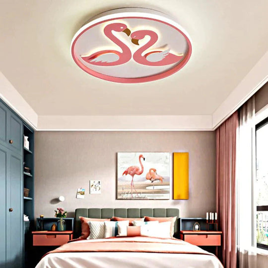 Plafonnier LED créatif pour chambre à coucher avec motif flamant rose