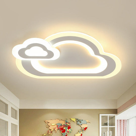 Minimalist White LED Flush Mount Fixture - Ultra-Thin Acrylic Lighting for Kids Bedroom