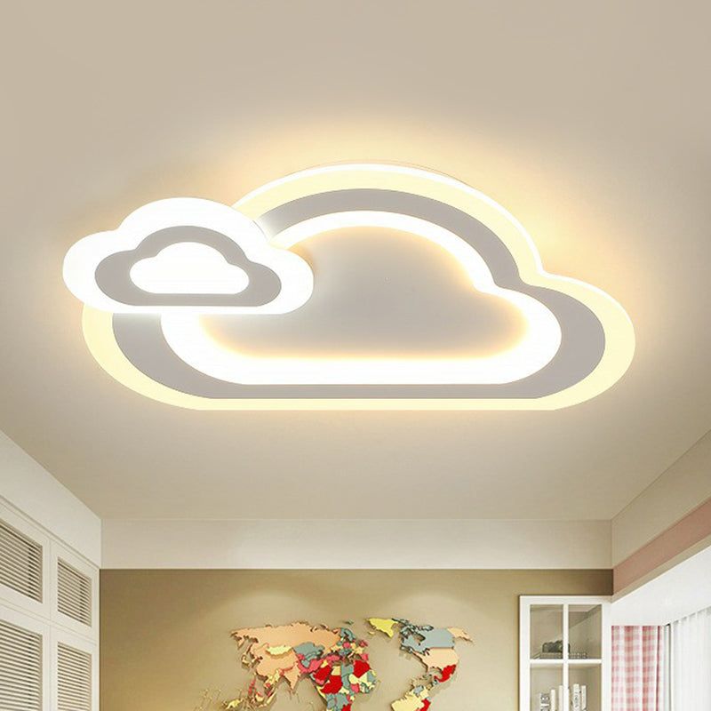 Minimalist White Led Flush Mount Fixture - Ultra-Thin Acrylic Lighting For Kids Bedroom / Cloud