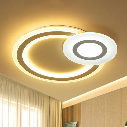 Minimalist White LED Flush Mount Fixture - Ultra-Thin Acrylic Lighting for Kids Bedroom